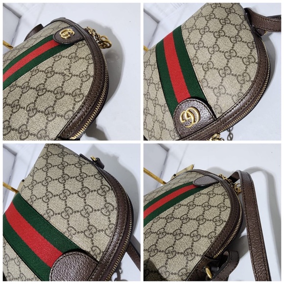 Authentic GUCCI GG Ophidia Web Sherry Line Shoulder Bag Beige/Brown - Picture 13 of 16